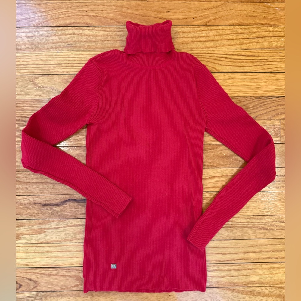 Lauren Ralph Lauren Sweater Red Turtleneck Sweater Pullover. NEW